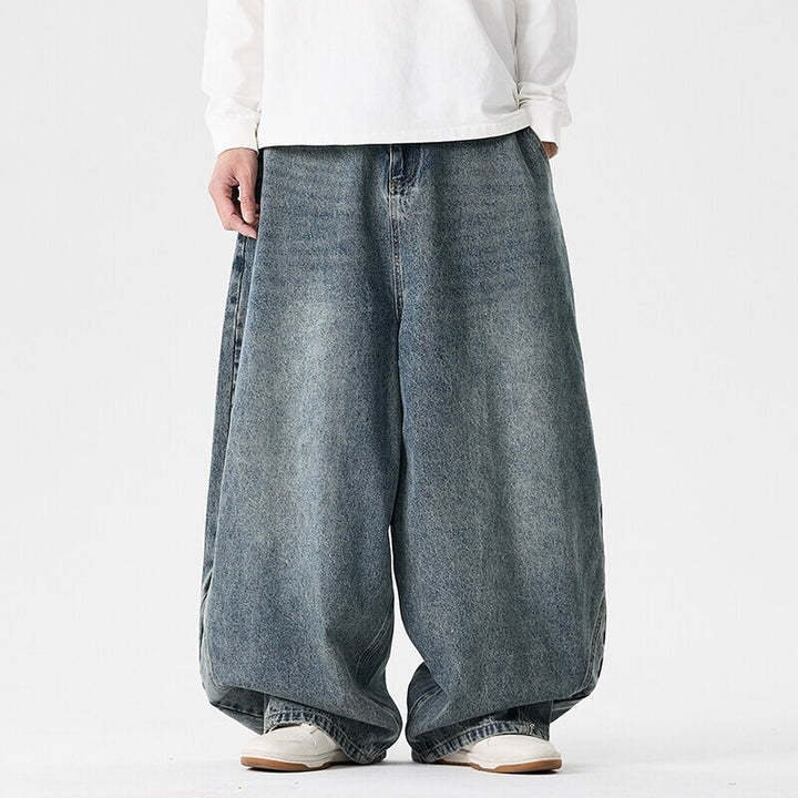 Herren nan extraweite Baggy-Jeans mit tiefem Schritt, relaxed Low-Crotch Schnitt und weitem Saum Drune