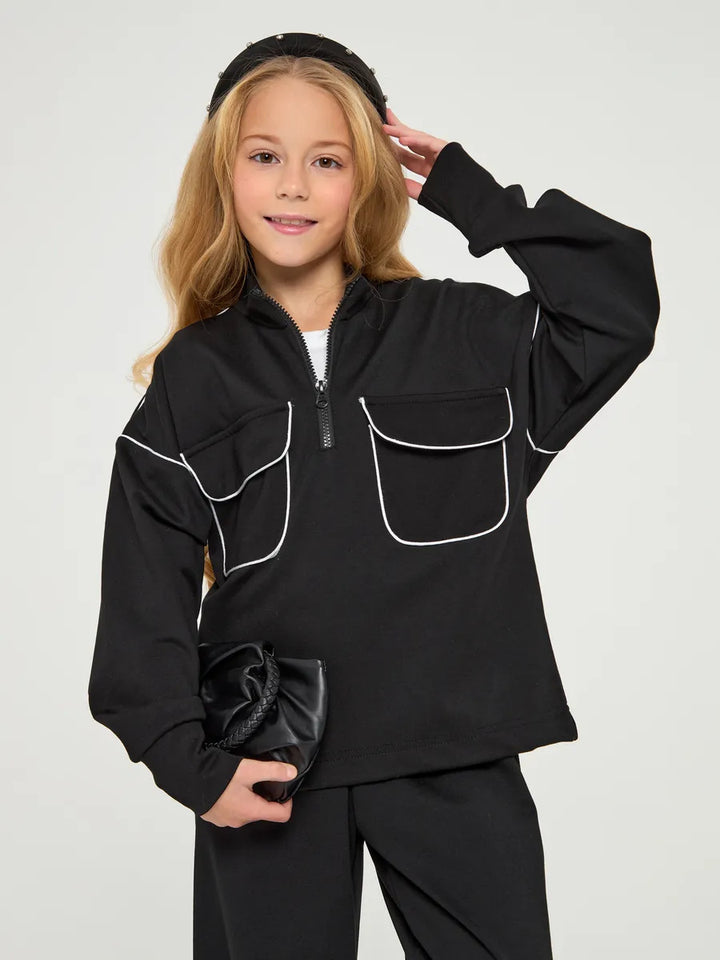 Damen modischer Pullover mit praktischen Taschen Drune