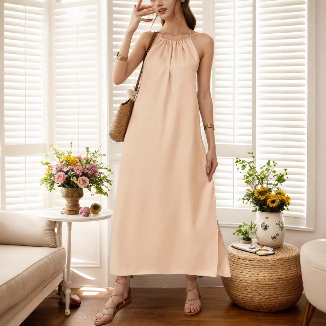 Damen Maxi-Kleid mit elegantem Halterbügel Drune