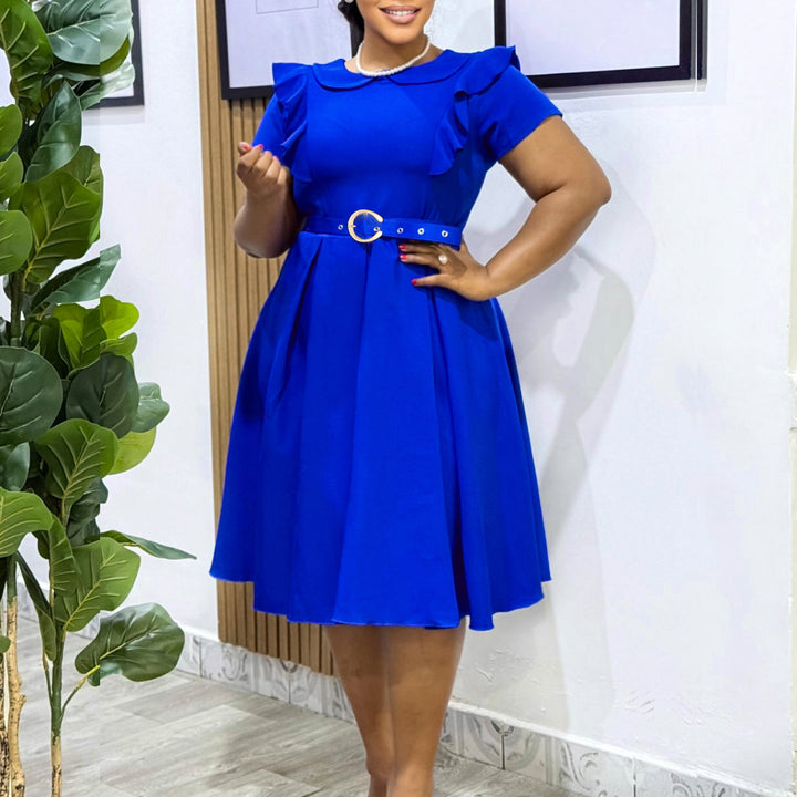 Damen Kleid mit Rüschendetails und tailliertem Gürtel Drune