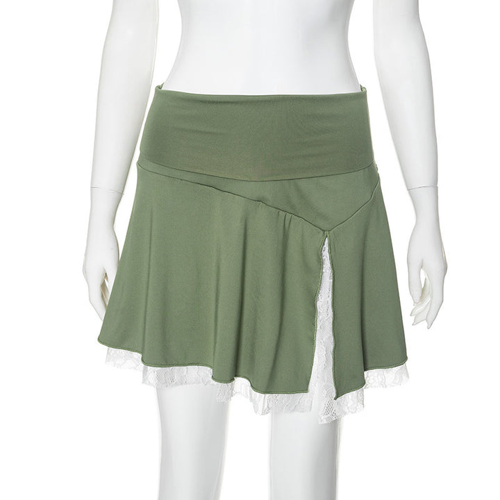 Damen Wickelrock mit Spitzenakzenten und asymmetrischem Design Drune