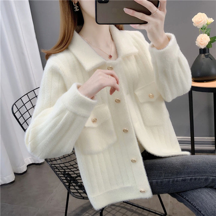 Damen kuschelige Strickjacke mit aufwendigen Knopfdetails und praktischen Taschen Drune
