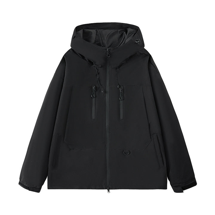 Herren wasserabweisende Outdoor-Jacke mit verstellbarer Kapuze und multifunktionalen Taschen Drune