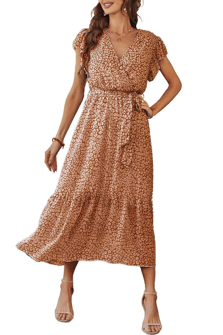 Damen Wickelkleid mit fließendem Schnitt und Rüschendetails Drune