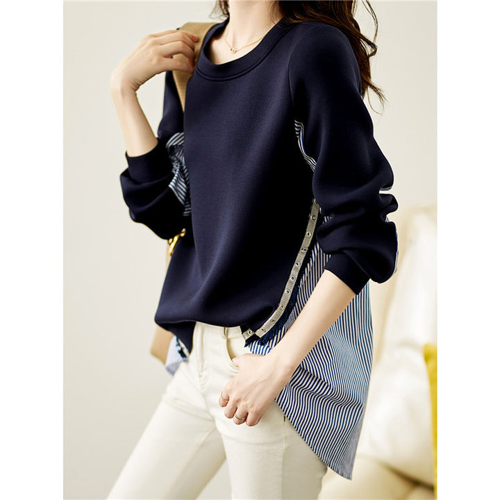 Damen Lässiger Sweatshirt mit einzigartigem Layered-Design und kontrastierenden Details Drune