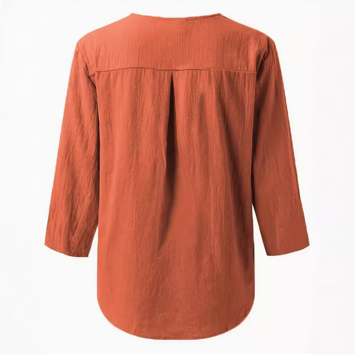 Damen Lässig geschnittenes Blusenshirt mit Knopfleiste Drune