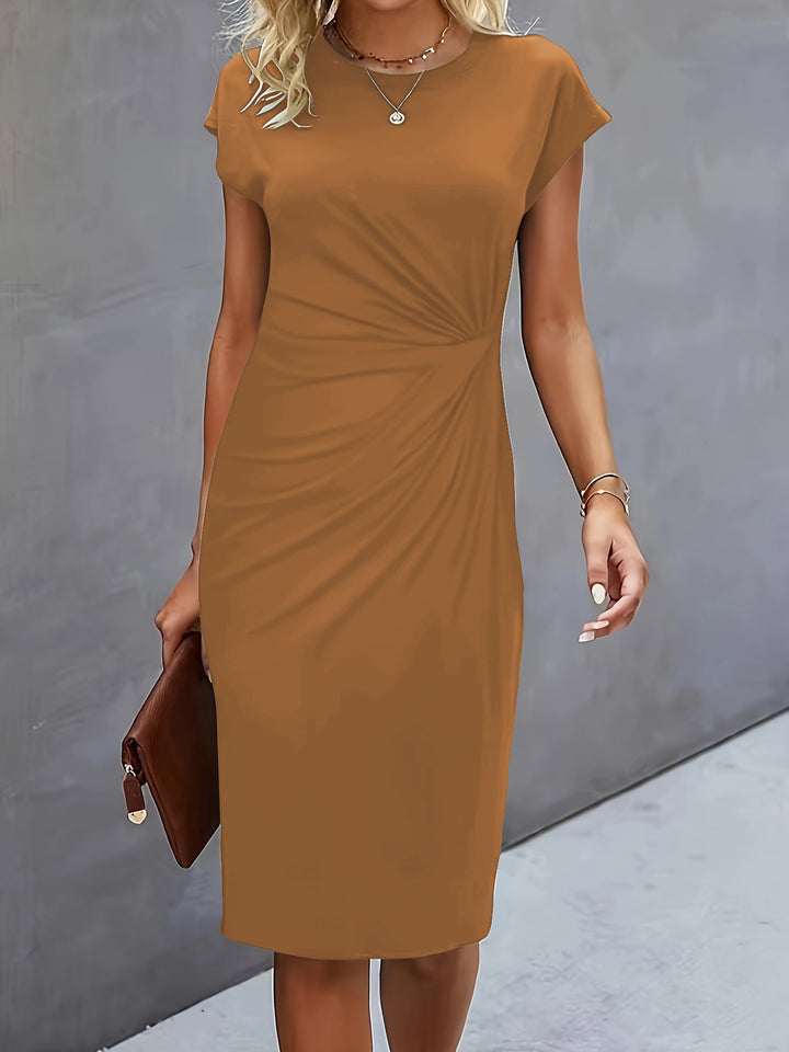 Damen figurbetontes Wickelkleid mit trendigen Drapierungen und klassischem Schnitt Drune