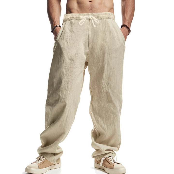 Herren Leichte Leinenhose mit elastischem Bund und praktischen Eingrifftaschen Drune