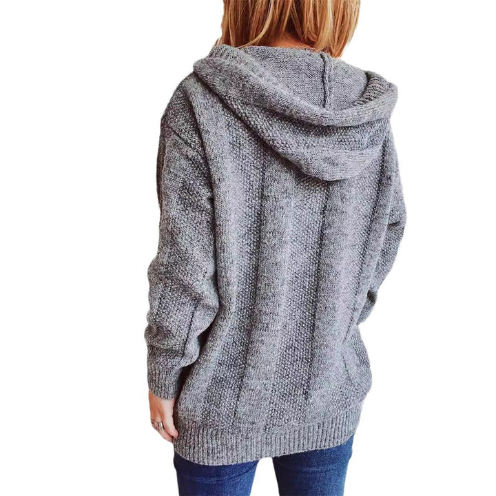 Damen lässiger Hoodie mit Knopfleiste und gemütlichem Strickdesign Drune