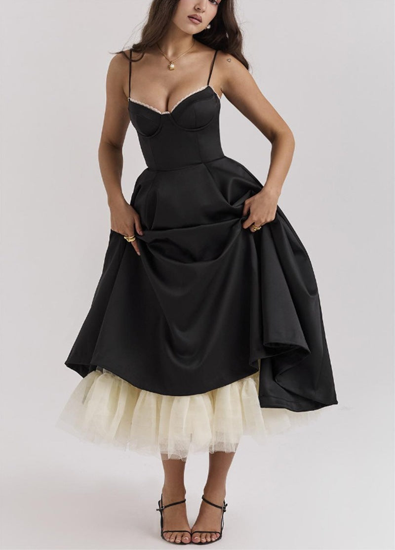 Damen nan Bustierkleid mit geformtem Mieder, weichem Tellerrock, integriertem Tüll-Unterzug und Eingrifftaschen Drune