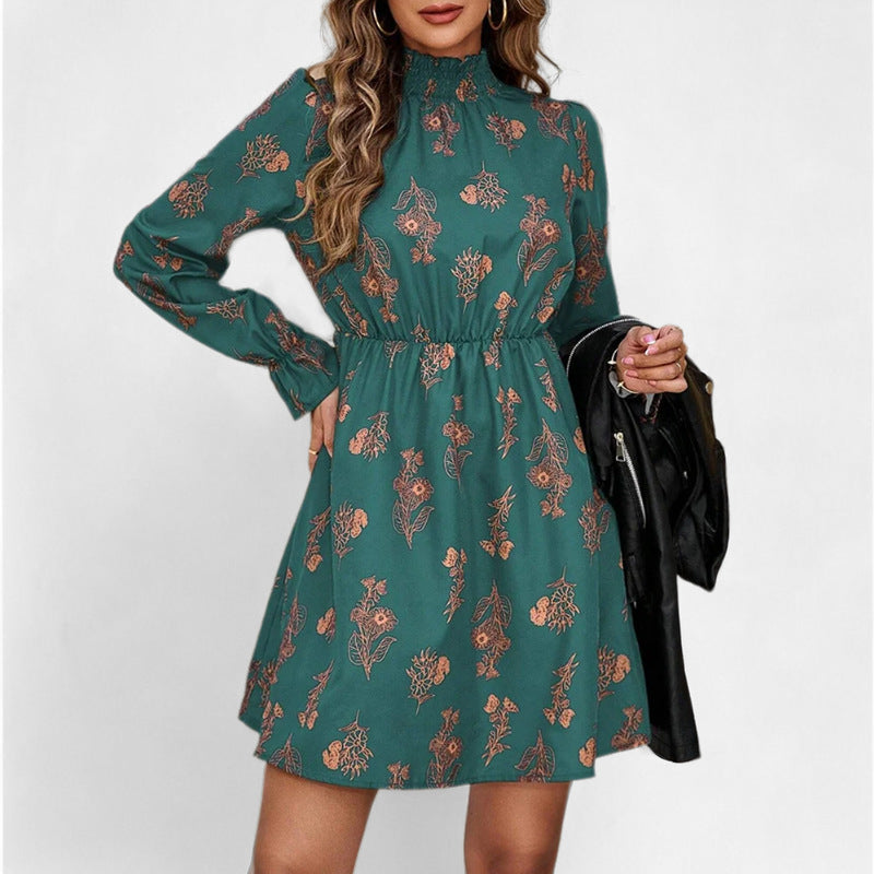 Damen Kleid mit floralem Muster und voluminösen Ärmeln Drune