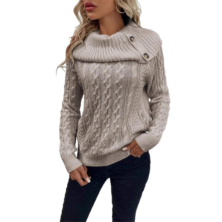 Damen Strickpullover mit oversized Kragen Drune
