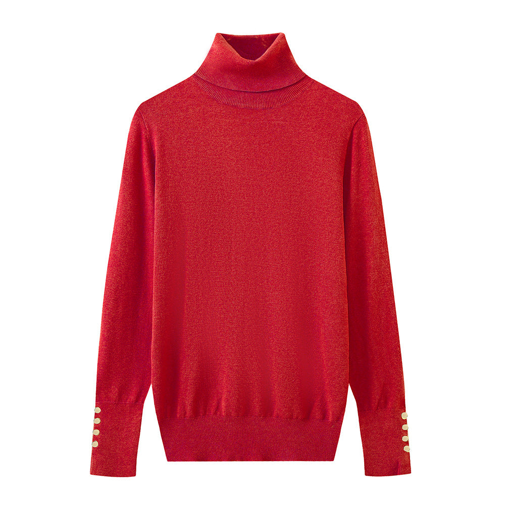 Damen Rollkragenpullover mit eleganten Knopfdetails Drune