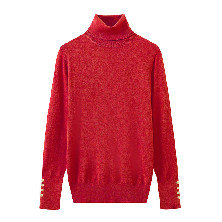 Damen Rollkragenpullover mit eleganten Knopfdetails Drune