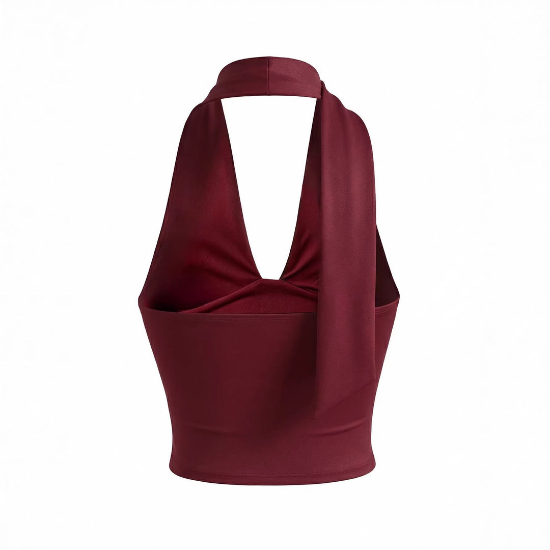 Damen Neckholder-Top mit tiefem Ausschnitt und Raffung Drune