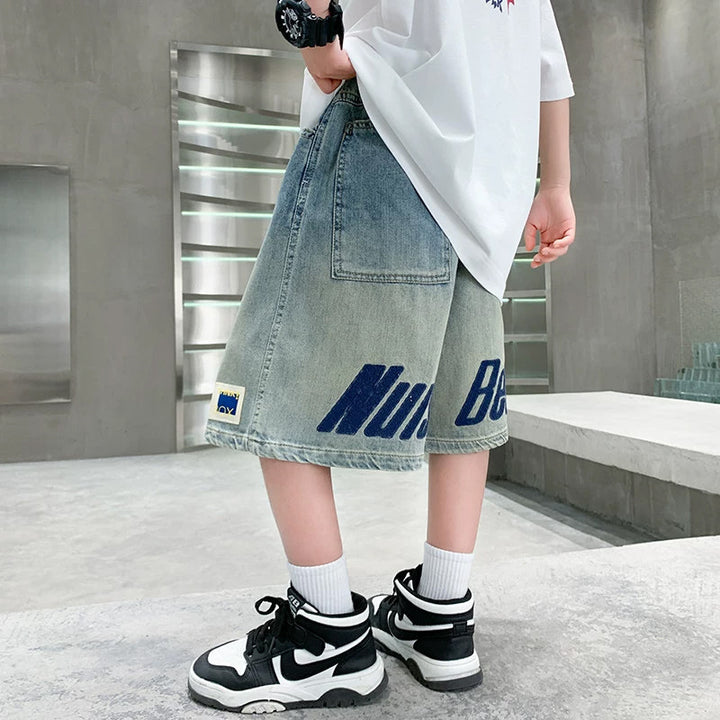 Jungen lässige Denim-Cargo-Shorts mit praktischen Taschen Drune