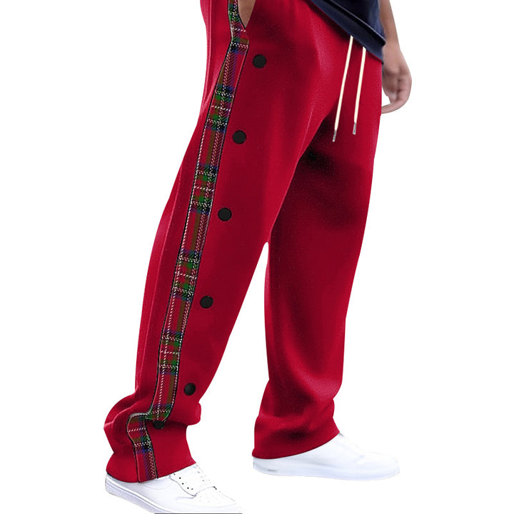 Herren Sportliche Freizeithose mit Knopfleisten und Karomuster Drune