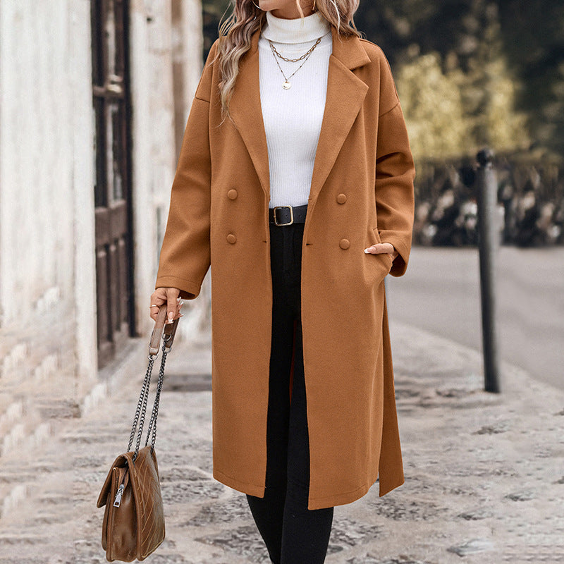 Damen eleganter Trenchcoat mit taillierbarem Gürtel und modernem Schnitt Drune