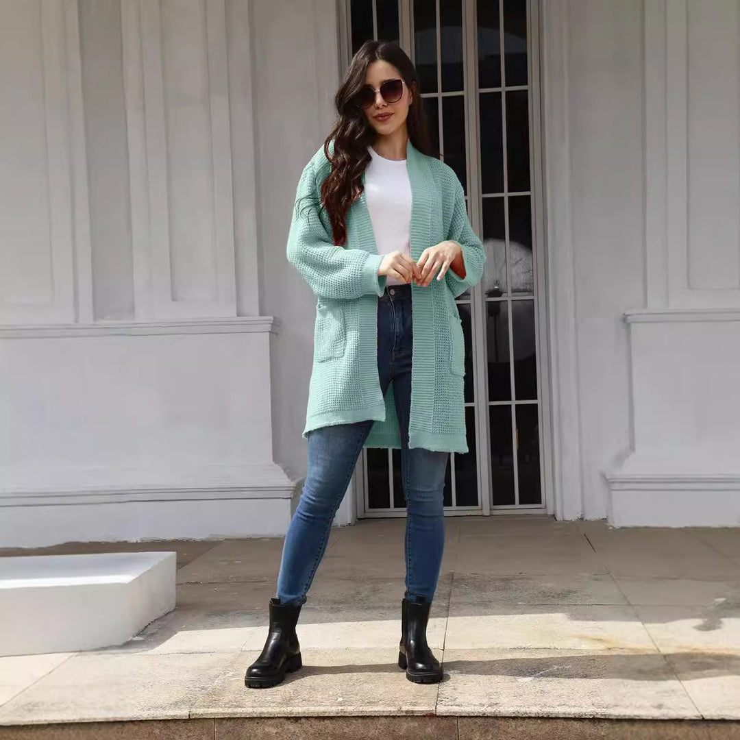 Damen weiter Strickcardigan mit offenen Taschen Drune