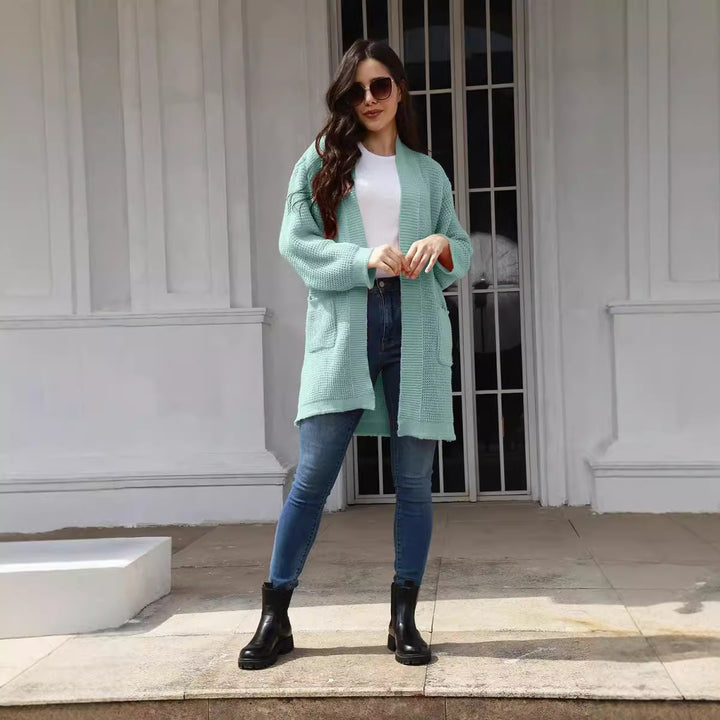 Damen weiter Strickcardigan mit offenen Taschen Drune