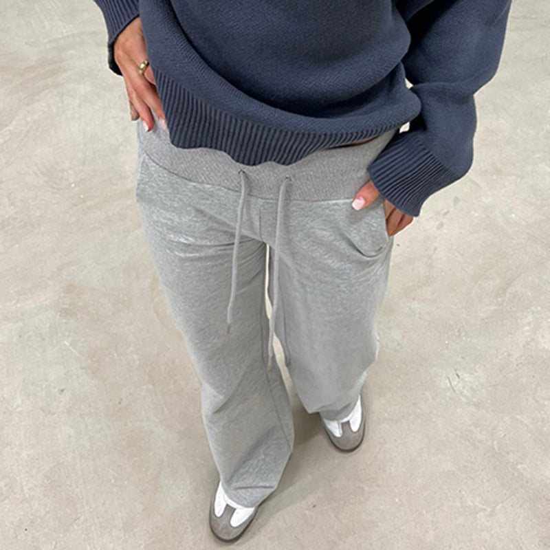 Damen Flared Sweatpants mit elastischem Bund und verstellbarem Kordelzug Drune