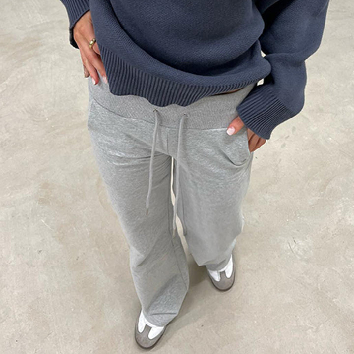 Damen Flared Sweatpants mit elastischem Bund und verstellbarem Kordelzug Drune