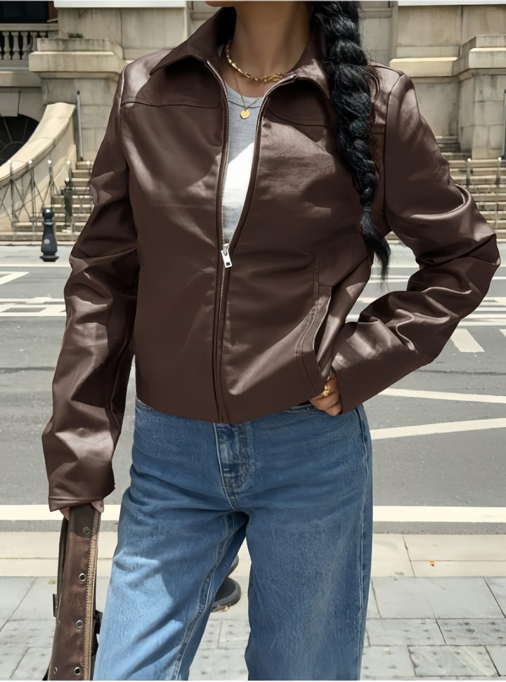 Damen Kunstlederjacke im Graffiti-Stil Drune