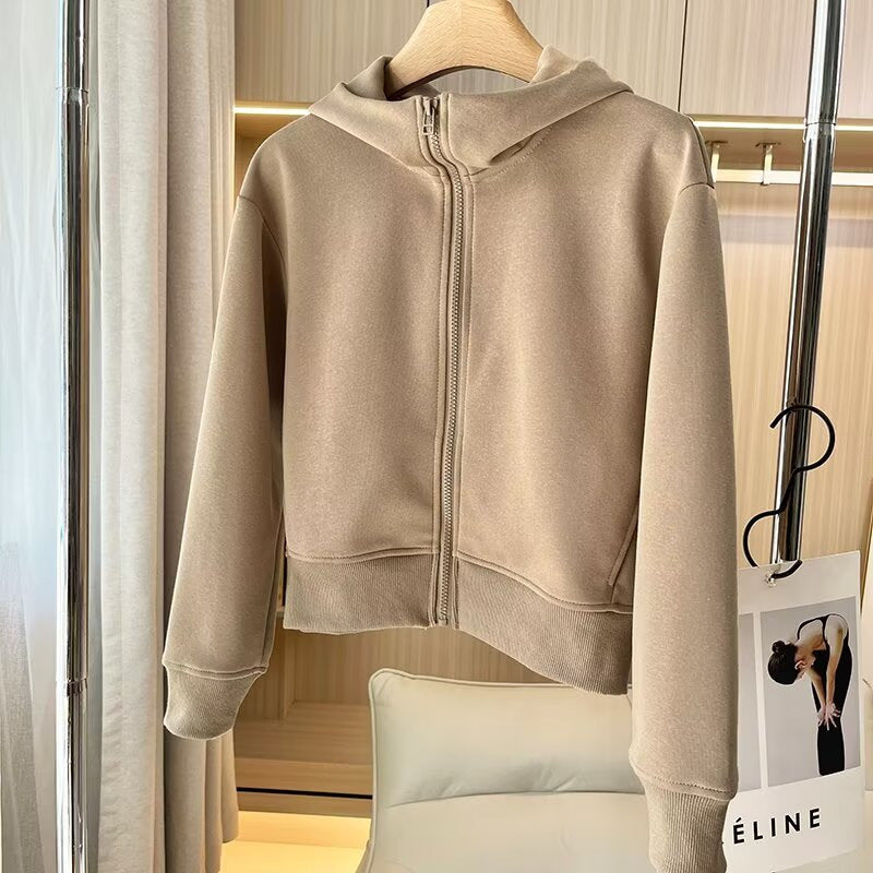 Damen bequeme Kapuzenjacke mit innovativem Reißverschluss Drune