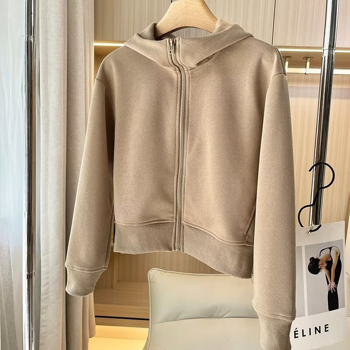 Damen bequeme Kapuzenjacke mit innovativem Reißverschluss Drune
