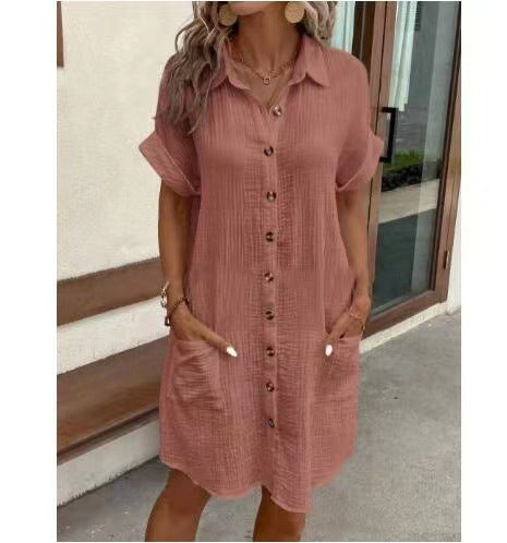 Damen Hemdkleid mit praktischen Taschen und dekorativen Knöpfen Drune