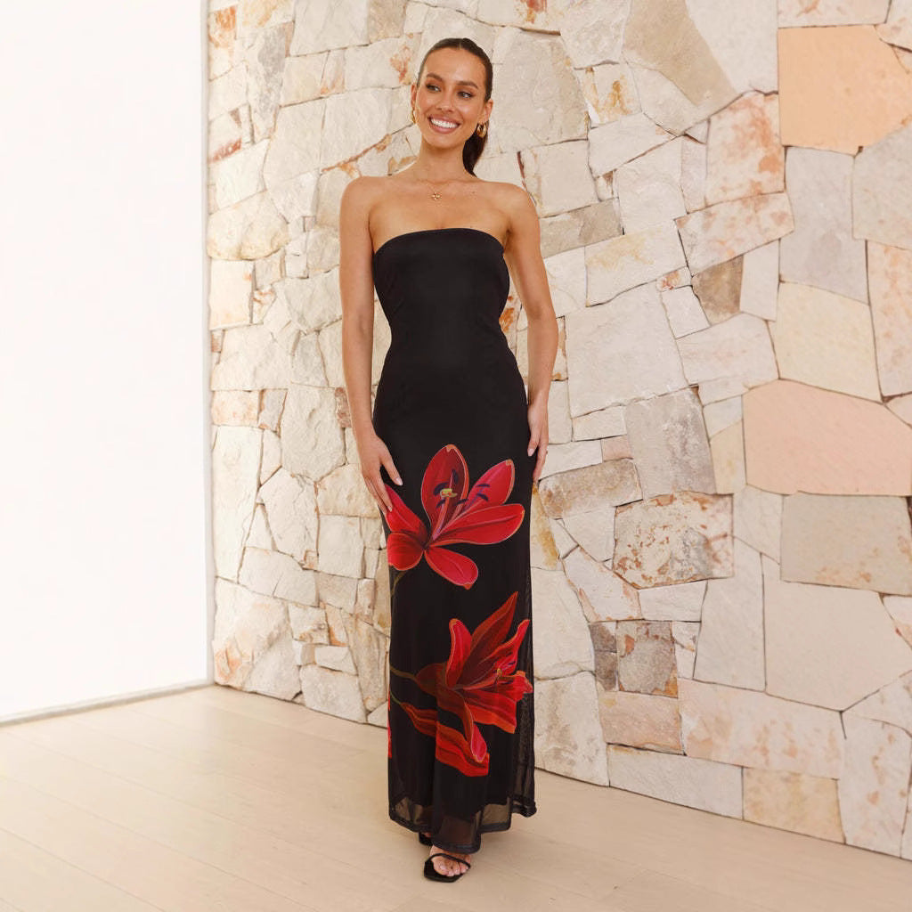 Damen Maxikleid mit floralen Details Drune