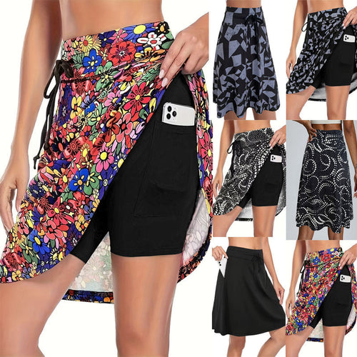 Damen High-Waist Sportrock mit integriertem Shorts und praktischen Taschen Drune