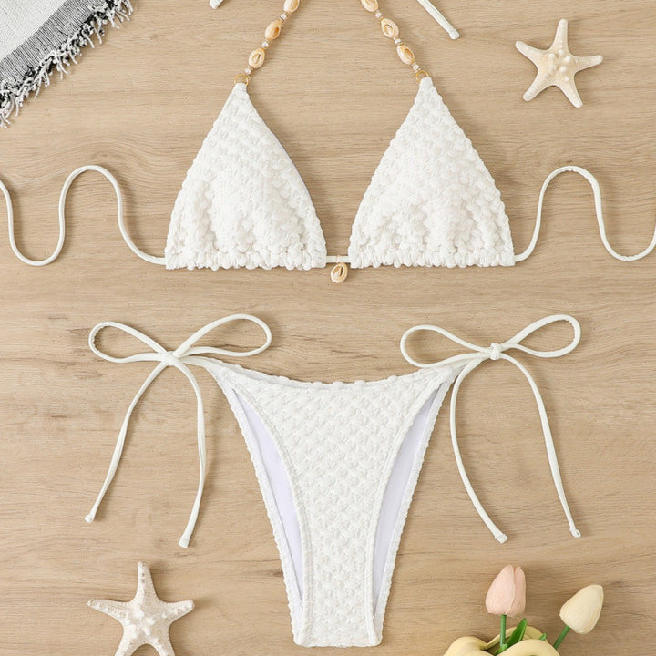 Damen Triangel-Bikini mit strukturierten Details und verspielter Verzierungen Drune