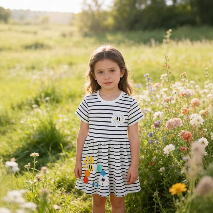 Mädchen Freizeitkleid mit niedlichen tierischen Applikationen Drune