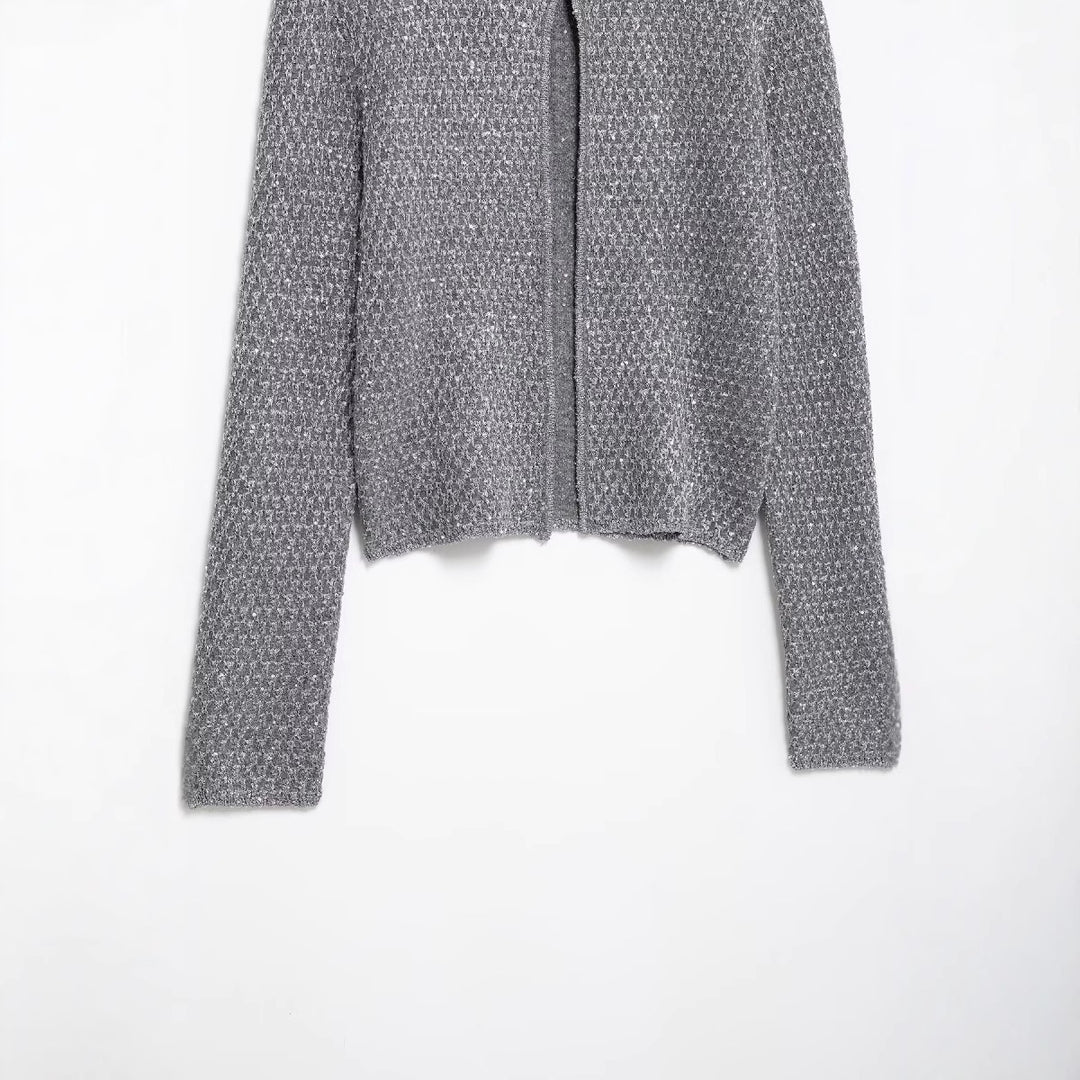 Damen elegante Strickjacke mit unifarbenem Muster Drune