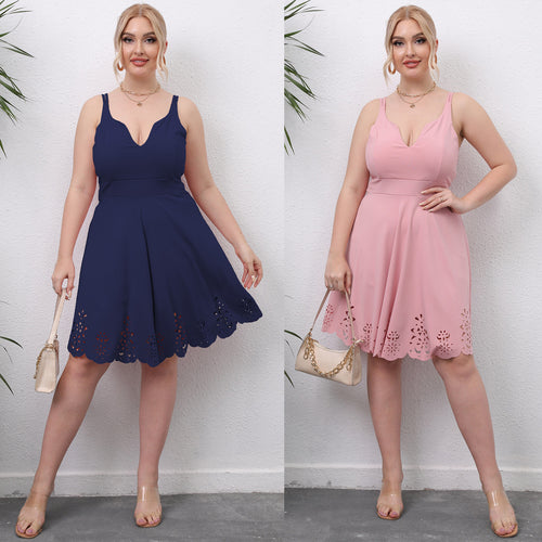 Damen A-Linien Kleid mit floralem Lochmuster Drune