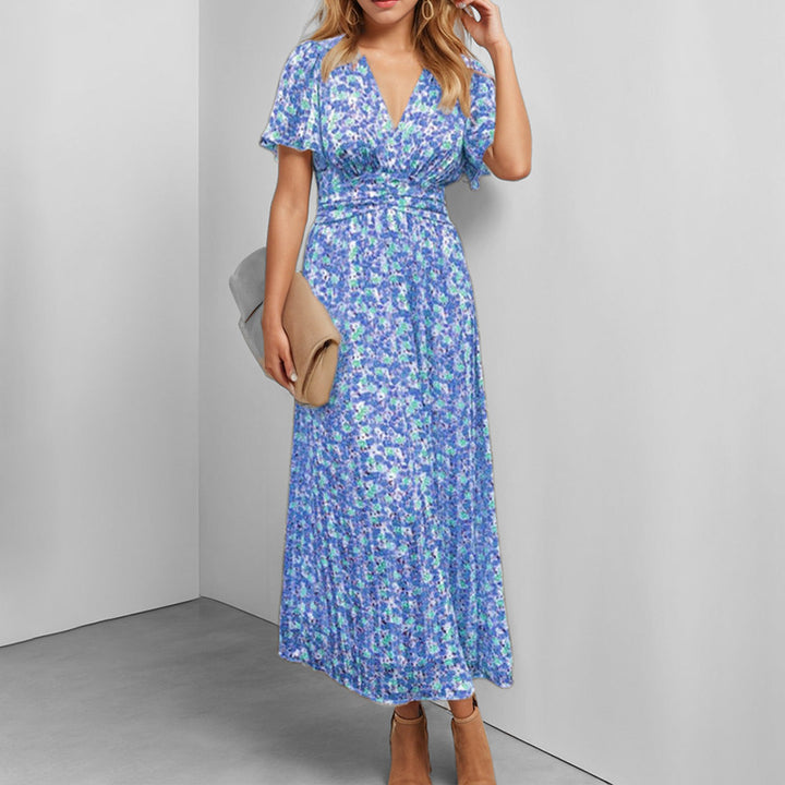 Damen Maxikleid mit floralem Schnitt und elegantem Wickeloberteil Drune
