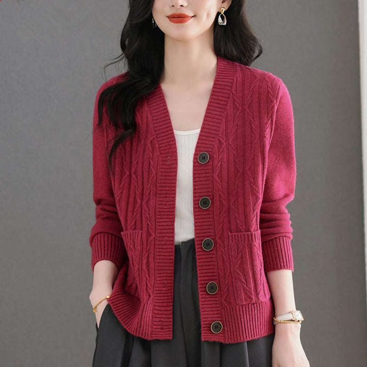 Damen Strickjacke mit feinem Zopfmuster und praktischen Taschen Drune