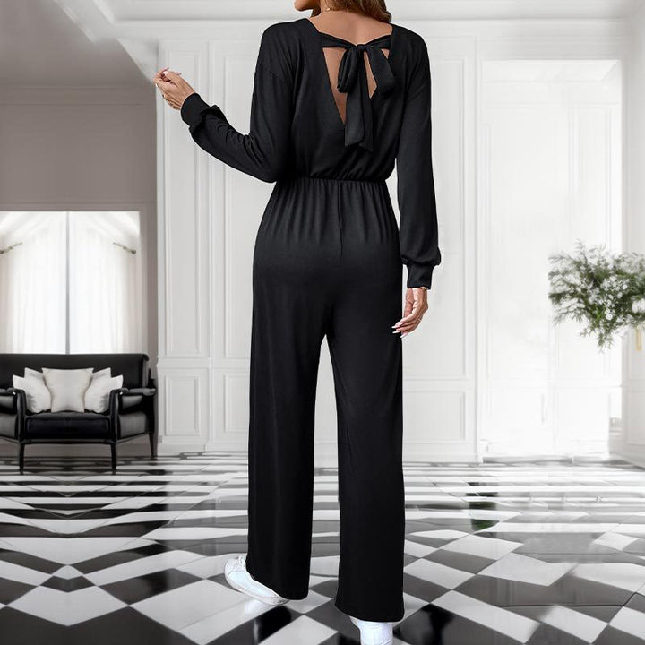 Damen lässiger Jumpsuit mit tailliertem Bund und praktischen Seitentaschen Drune