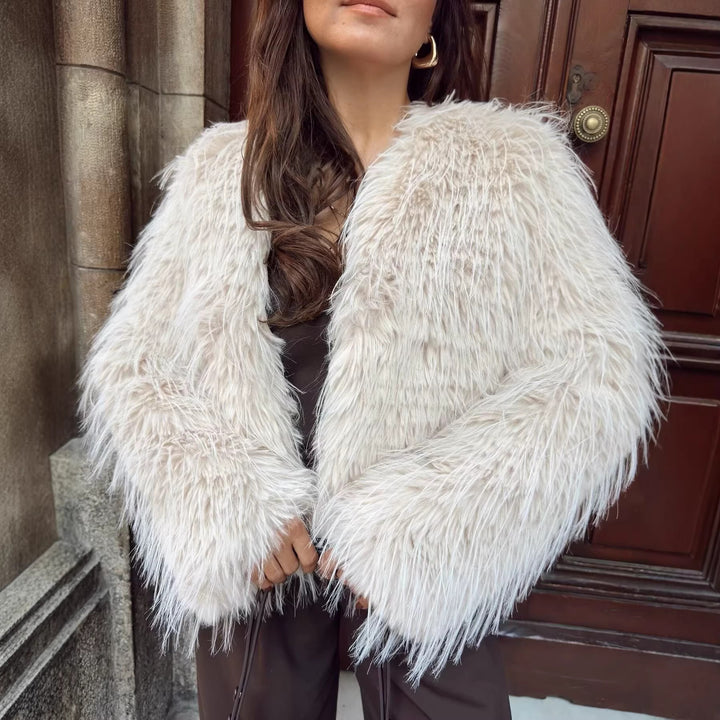 Damen Kuschelige Plüschjacke mit modernem Schnitt und weichem Material Drune