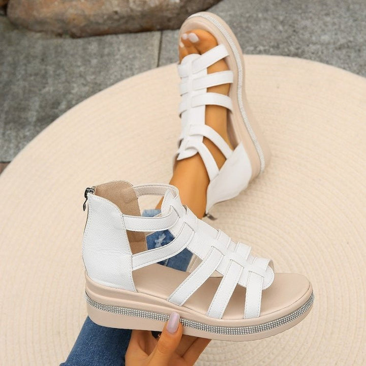 Damen Wedge-Sandalen mit komfortablem Fußbett und dekorativem Riemendesign Drune