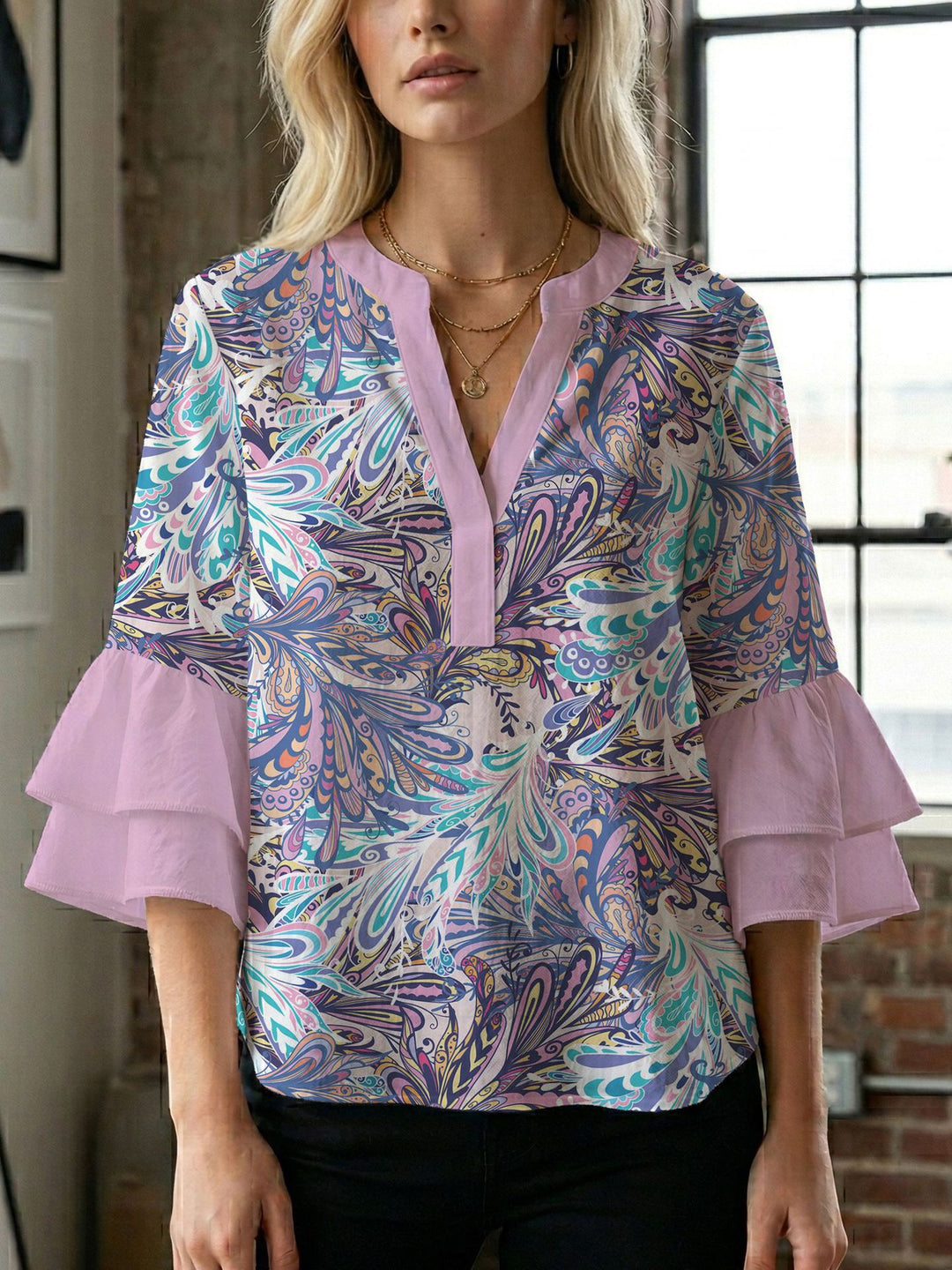 Damen Bluse mit wunderschönen floralem Design Drune