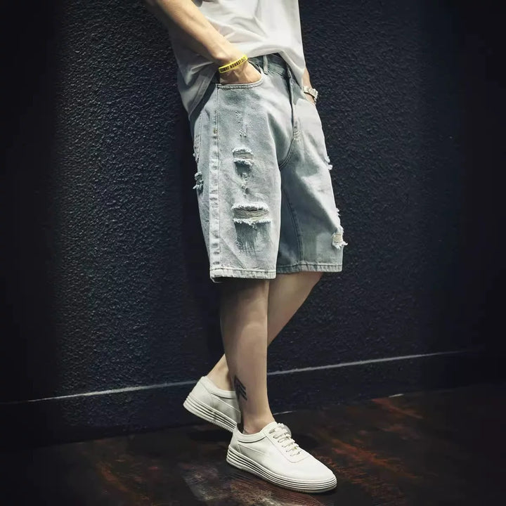 Herren lässige Destroyed Denim-Shorts mit modernen Details und bequemer Passform Drune