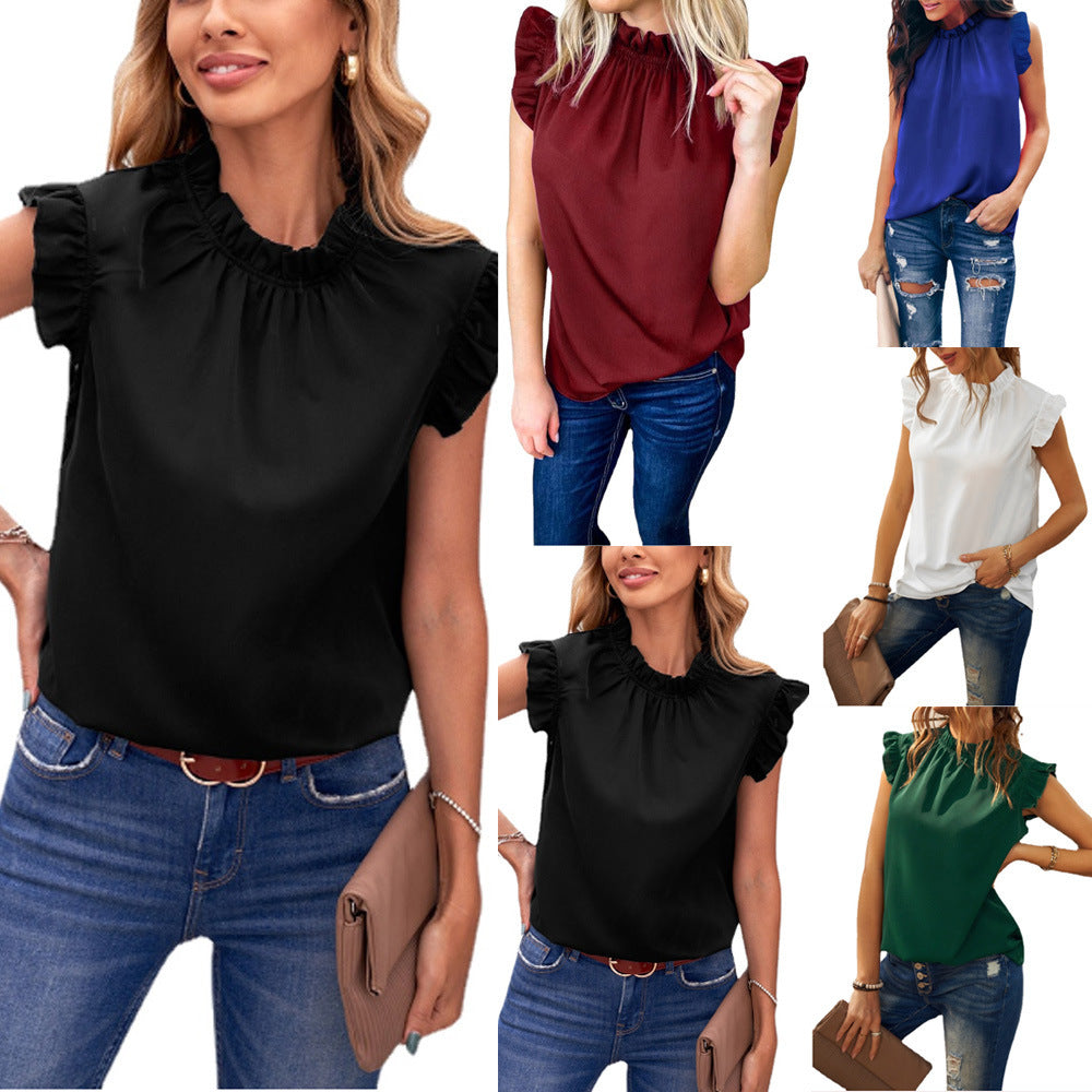 Damen elegante Bluse mit Rüschendetails Drune