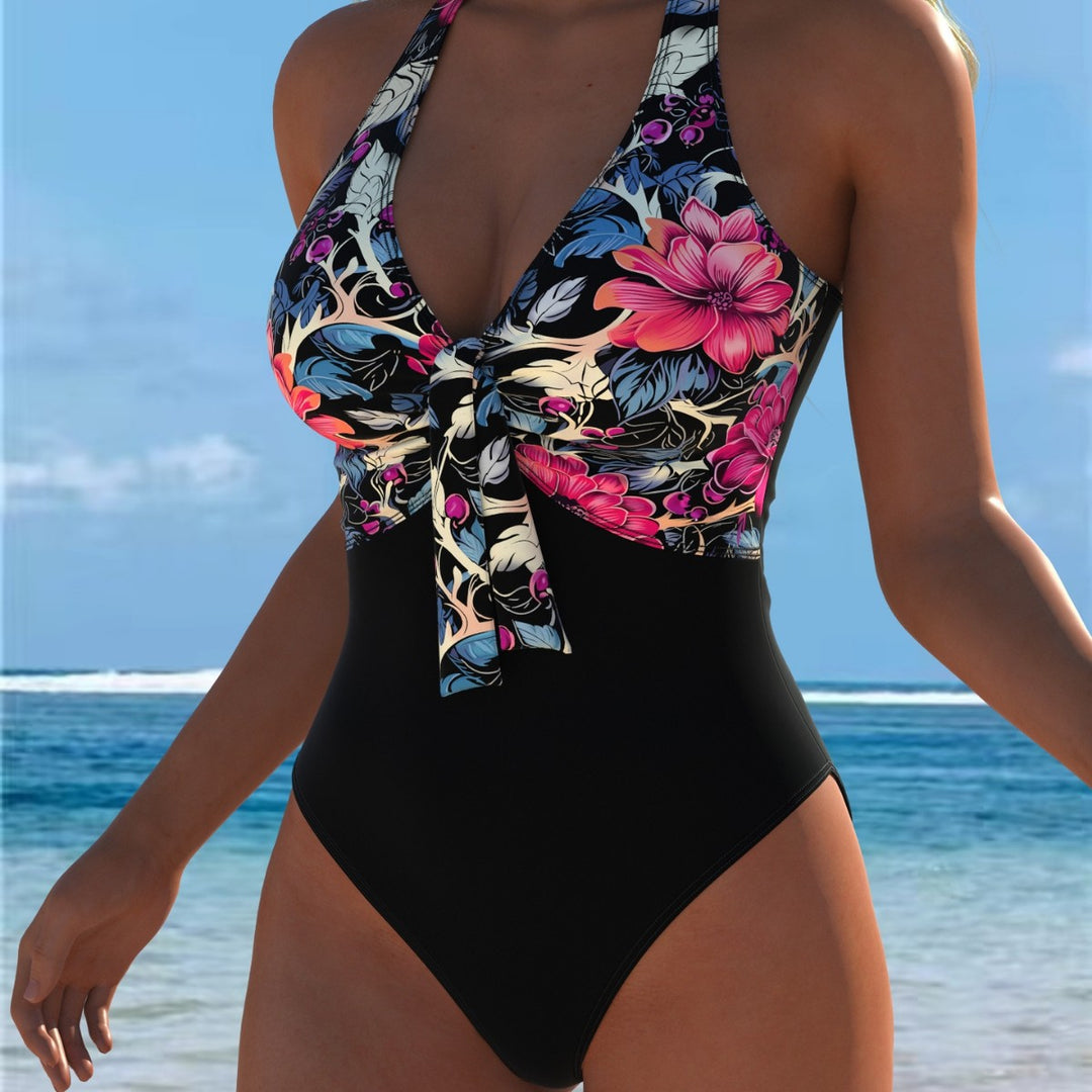 Damen moderner Badeanzug mit floralem Muster und schmeichelndem Schnitt Drune