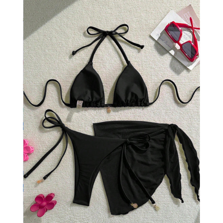 Damen Bikiniset mit modischem Wickelrock und raffinierten Bindebändern Drune