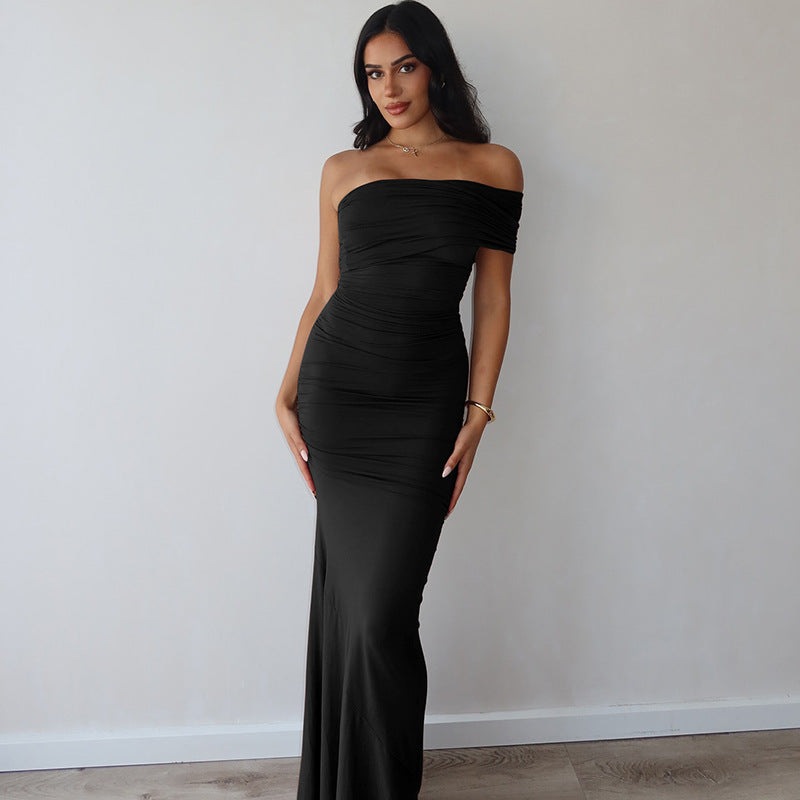 Damen Maxikleid mit schulterfreiem Design und figurbetontem Schnitt Drune