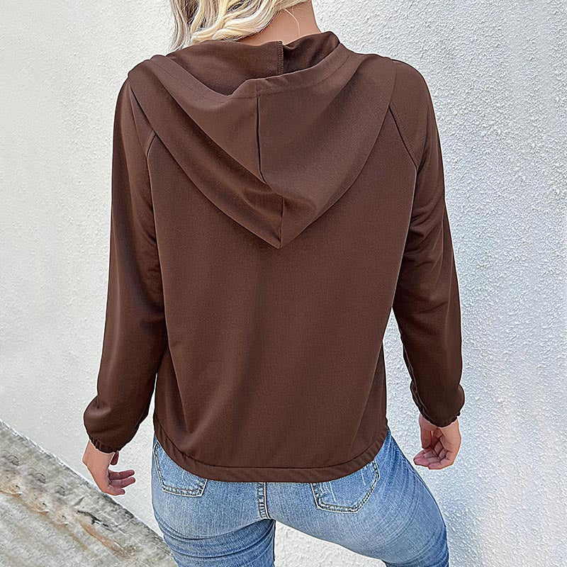 Damen Freizeitpullover mit Knopfleiste und Kapuze Drune