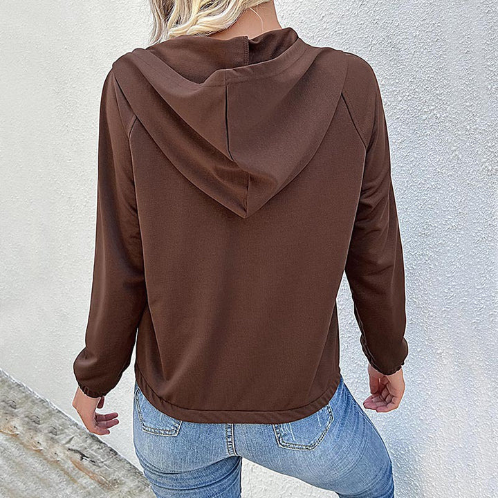 Damen Freizeitpullover mit Knopfleiste und Kapuze Drune