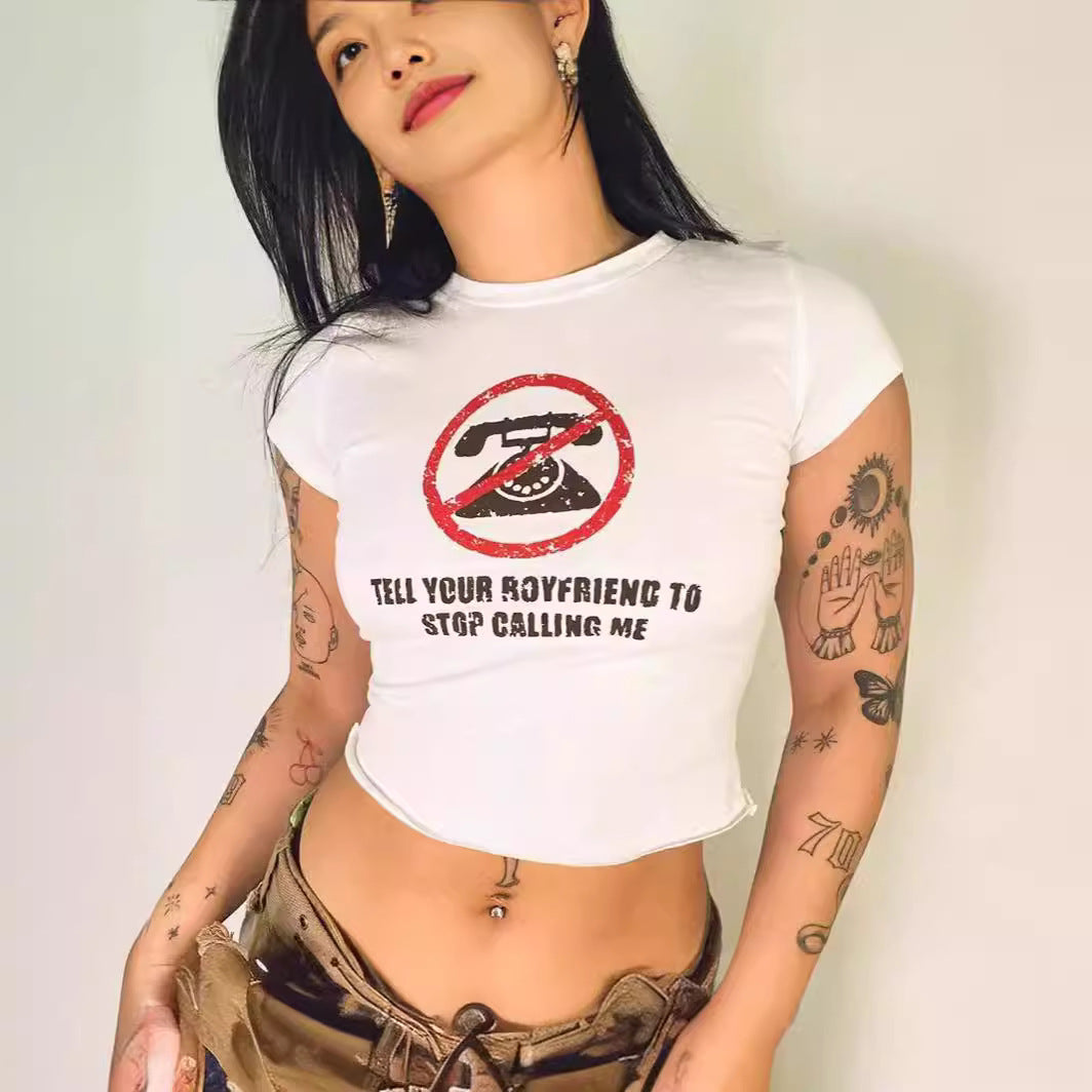 Damen Crop-T-Shirt mit Ihrem kreativen Spruch Drune